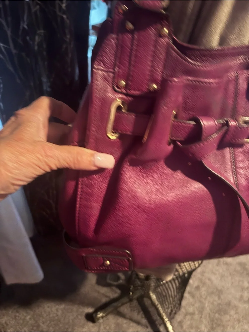 Women's Leather KOOBA LARGE Shoulder Bag in Deep Berry - Stylish Everyday Tote